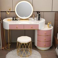 Vente en gros de meubles modernes, table de maquillage pour filles avec miroir à lumière LED et tiroirs, commodes de maquillage pour la chambre à coucher