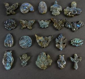 เครื่องประดับหินควอตซ์ประติมากรรมคริสตัลไฟลาบราดอไรต์ธรรมชาติสีฟ้าตกแต่งที่สลับซับซ้อน - Product Image 4