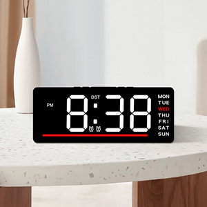Horloge numérique LED intelligente à affichage mural, de table ou de bureau, avec réveil, calendrier, lumière d'ambiance et design minimaliste pour la décoration de la salle de classe et de la chambre. - Product Image 6