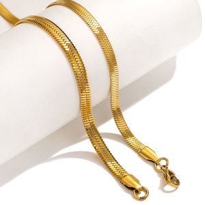 Cadenas de Acero Inoxidable 316L Hipoalergénicas de Moda, Personalizadas al por Mayor, Cadena de Oro de 14k y 18k, Collar Plano con Diseño de Espina de Pescado para Mujer - Product Image 3