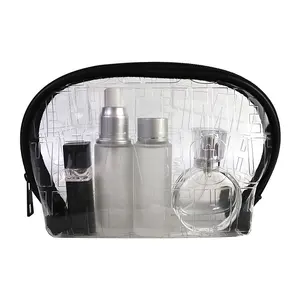 ISO BSCI açık özel debossed su geçirmez PVC makyaj çantası makyaj sağlayıcı kadınlar özel şeffaf seyahat kozmetik çantası