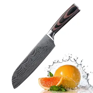 Hot Sale Color Wood Damascus pattern Japanese knife for kitchen