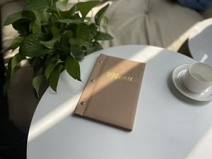Porta Menu Pieghevole in Similpelle Dorata con Logo, Formato A4, <span class=keywords><strong>per</strong></span> Bar, Caffè, Ristoranti Occidentali, Lista Bevande - Product Image 5