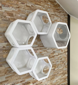 デザイナーズ 木製ハウス 室内ペット家具 猫用クライミングシェルフ ウッド棚 ウォールマウント 猫のおもちゃ キャットツリー - Product Image 1