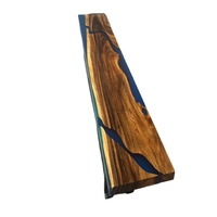 Meubles de salon en bois d'acacia de luxe au design spécial Tables basses d'appoint en résine époxy pour chambre à coucher eau claire rivière bleue