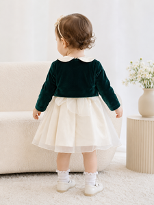 Gorgeous Velvet Embroidered <b>Girls</b>' Ensemble with <b>Bolero</b> for Formal Events - Product Image 6