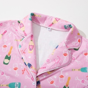 Ensemble de pyjamas de nuit personnalisés pour femmes Fabricant Fournisseur Vêtements de détente d'usine Vêtements de nuit Chemise imprimée <span class=keywords><strong>en</strong></span> bouteille de vin Pantalon long - Product Image 3
