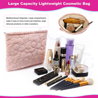 Tas kosmetik Puffer berlapis kapas kuning bunga BAGUS tas Makeup pribadi dengan ritsleting tas perlengkapan mandi disesuaikan untuk wanita