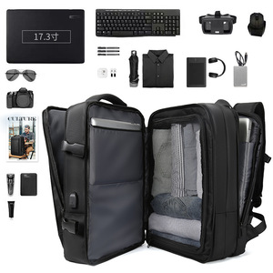 <b>Laptop</b> <b>Backpack</b> 17-Inch Expandable Business Travel Bag <b>For</b> Men Solid Color Nylon Lining - Product Image 4