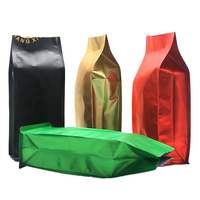 Sachet de café en Mylar mat imprimé sur mesure, à fond carré, refermable, avec soufflet latéral, idéal pour les grains de café et le thé