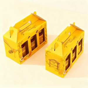 Großhandel Getränke karton mit Griff <span class=keywords><strong>Honig</strong></span> glas Sets Geschenk boxen Kunden spezifische Giebel box für Gläser - Product Image 5
