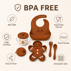 Ensemble <span class=keywords><strong>de</strong></span> <span class=keywords><strong>vaisselle</strong></span> en silicone sans BPA pour tout-petits avec motif adorable <span class=keywords><strong>de</strong></span> bonhomme en pain d'épices - Assiette et tasse à ventouse pour les fêtes <span class=keywords><strong>de</strong></span> <span class=keywords><strong>Noël</strong></span> - Vente en gros - Product Image 3