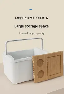 Kotak pendingin kayu padat terisolasi 14L tutup kesejahteraan perusahaan luar ruangan mobil penyimpanan makanan Festival Musim Semi hadiah makanan berpendingin - Product Image 5