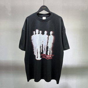 100% cotton nam ngắn tay Áo T-shirt 230g lỏng ảo bóng kỹ thuật số xả in phong cách hip hop sợi nhuộm dệt kim - Product Image 1