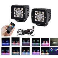 Projecteur Led antibrouillard avec télécommande sans fil RF, 2 pièces, 3.2 pouces, faisceau lumineux pour le travail, tout-terrain, 4x4, RGB