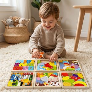 Montessori 3D houten vormenpuzzel dieren dinosaurus fruit sorteer- en matchbord vroeg educatief zintuiglijk speelgoed voor peuters en kinderen - Product Image 2