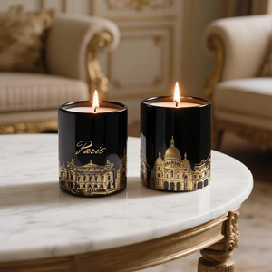 Bougies en céramique blanche élégantes Bougies en céramique de luxe <span class=keywords><strong>avec</strong></span> des motifs historiques de <span class=keywords><strong>Paris</strong></span> <span class=keywords><strong>avec</strong></span> des éléments parisiens pour cadeau - Product Image 3