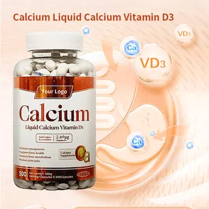 Custom Customized calcium vitamin d3 softgels soft capsule Healthcare Supplement Liquid Calcium VD3 Capsules