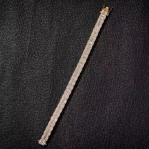 Hip Hop Zircone Baguette Bracelet Hommes Diamant Tennis Bracelet Chanteurs Rappeurs Bling Cz Bracelets - Product Image 2