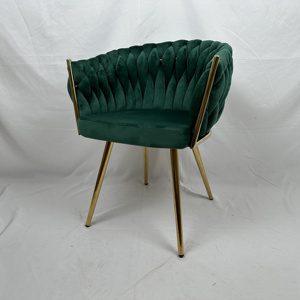 बुना हुआ फ्लैनेल मखमली कुर्सी इलेक्ट्रोप्लेटिंग सोने के पैर प्लेटेड स्प्रे हस्तनिर्मित बैकरेस्ट डिजाइनर अवकाश कुर्सी - Product Image 4