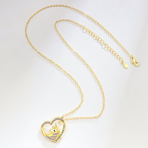 Collana in Rame Placcato Oro per Bambini, Ciondolo a Forma di Unicorno Colorato con Cuore, Gioielli all'Ingrosso - Product Image 4