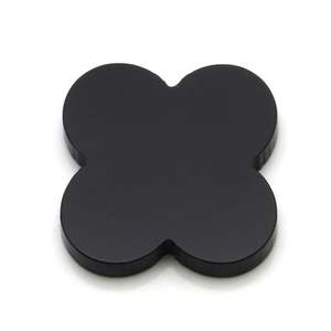 Pierre précieuse Onyx naturelle en vrac Pierres de trèfle à quatre feuilles Agate noire pour pendentif - Product Image 2