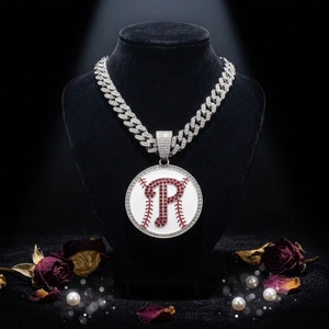 <span class=keywords><strong>Collier</strong></span> pendentif lettre Philadelphia style baseball, tendance, polyvalent, personnalisé, avec diamant, de marque de mode - Product Image 6