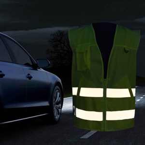 Rompi Keselamatan Visibilitas Tinggi Hi Vis ANSI Kelas 2, Dapat Disesuaikan, untuk Pengawas Lalu Lintas, Reflektif, Keamanan, 3 Kantong untuk Pekerja - Product Image 6