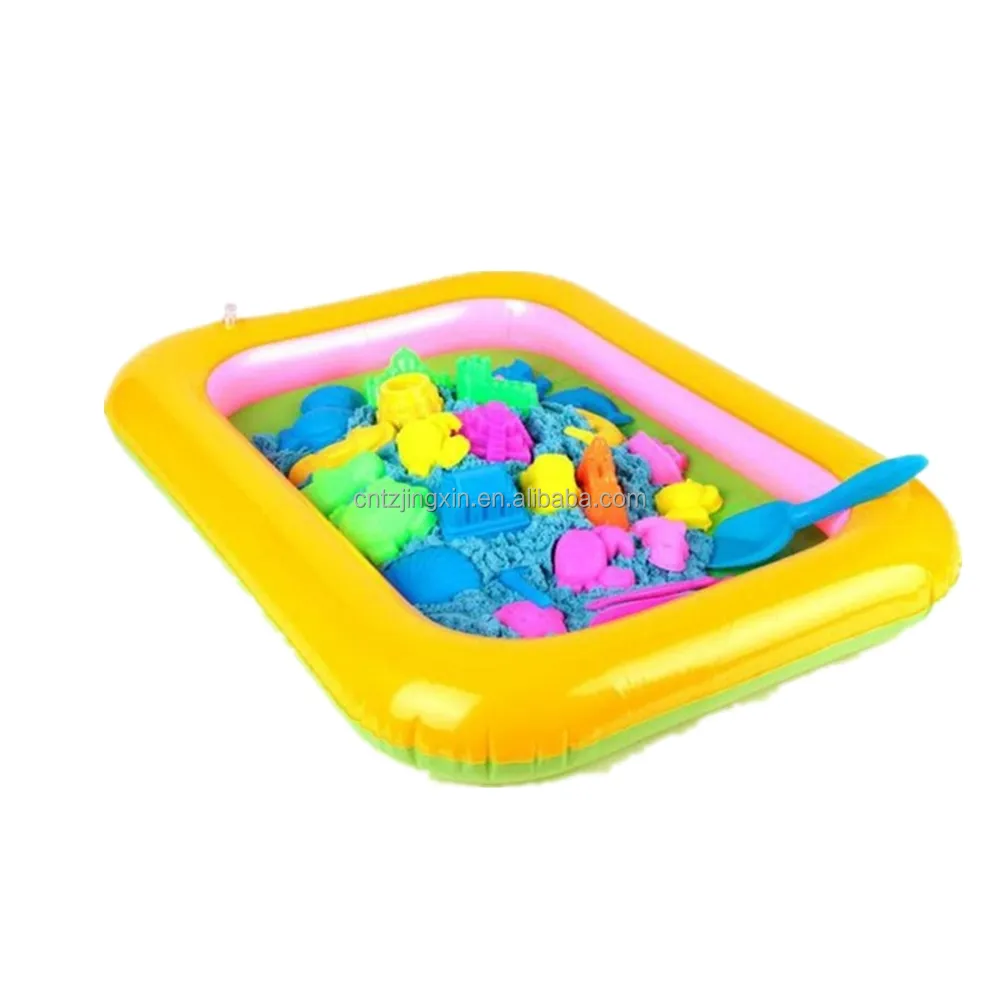 Hot sale Kids Indoor Playing Plastic Mobile Table Sand Clay Color Mud Toys Inflatable Sand Pool Floating Tray