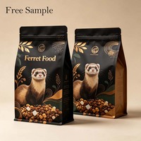Pochette à fond plat personnalisée avec fermeture éclair, emballage résistant à l'humidité et à la lumière pour les granulés secs de furets, aliments pour petits animaux de compagnie, stockage d'aliments