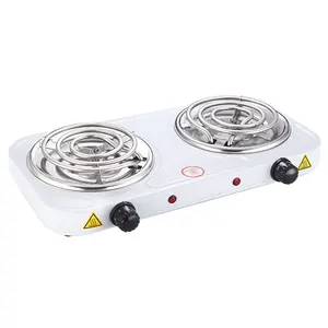 369160 1000W + 1000W Elektrische Roestvrijstalen Kookplaat Spoel Draagbare Elektrische Dubbele Brander Warmhoudplaten