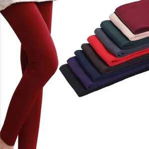 K1369-mallas de terciopelo para mujer, pantalones de lana cálidos y cepillados de 100g para invierno