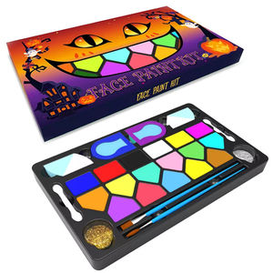 Kit d'art corporel pour enfants non toxique sûr <span class=keywords><strong>maquillage</strong></span> activé par l'eau couleurs de clown pochoirs et outils de peinture de visage à paillettes - Product Image 2