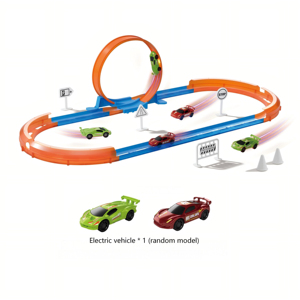 Pista de Carreras Eléctrica para Autos a Escala 1:64, con Batería de Litio, Juguete de Ensamblaje para Niños y Niñas - Product Image 1