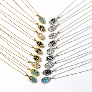 Collar de Moda con Colgante de Cartas del <span class=keywords><strong>Tarot</strong></span> Elípticas, Chapado en Oro de 18K, Acero Inoxidable, Cadena para Clavícula - Product Image 4