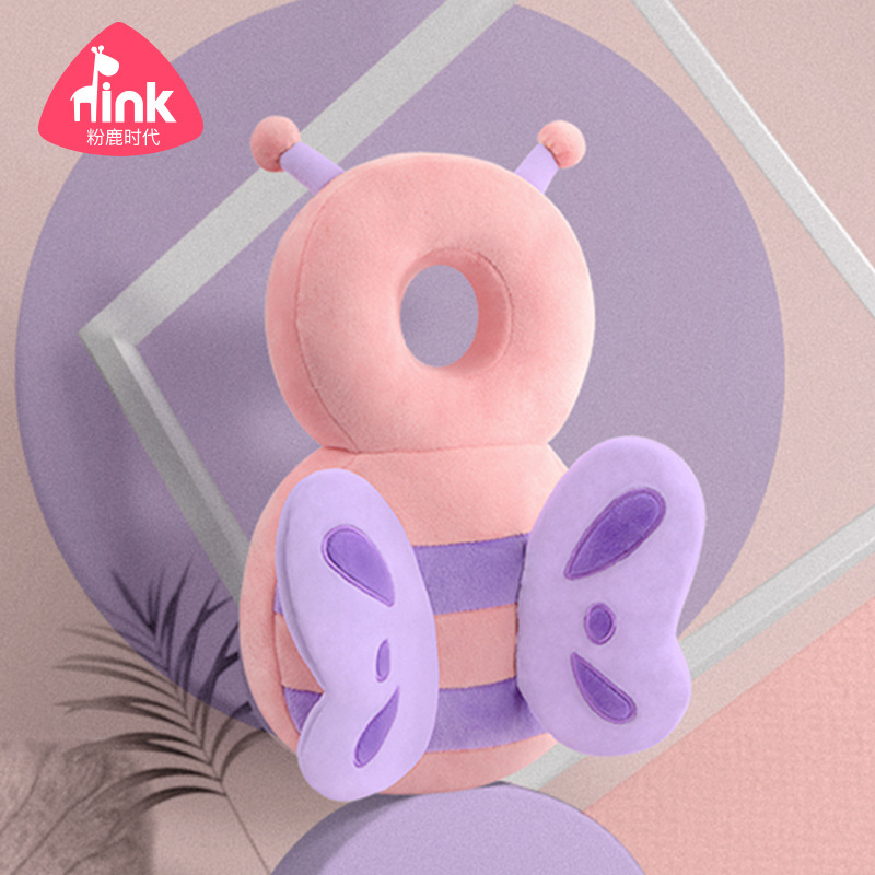 Appui-tête-papillon rose en peluche
