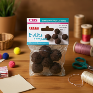 Pompon Ilan Bolita 3,0 cm couleur café, fournitures d'artisanat - Product Image 3