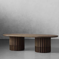 Nouveautés - Meubles de salon de style antique rétro - Table basse ronde en bois sculpté vintage avec 2 pieds