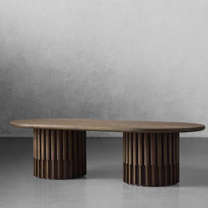 Nuevas Llegadas: Mesa de Centro Redonda de Madera Tallada Estilo Retro Antiguo para Sala de Estar con 2 Patas - Product Image 5