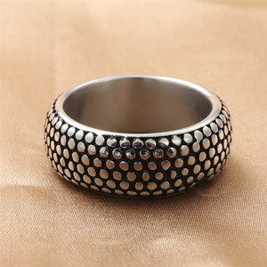 Men's <b>Titanium</b> Steel Polka Dot <b>Ring</b> Silver Retro Punk Style Geometric Design Gift Jewelry 16033 - Product Image 1
