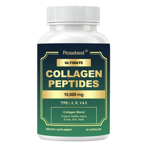 כמוסות תערובת פפטידי קולגן מרובים מחלב בקר ודגים שעברו הידרוליזה של Rosebest, תוסף אנטי אייג'ינג לשיער, עור וציפורניים - Product Image 1