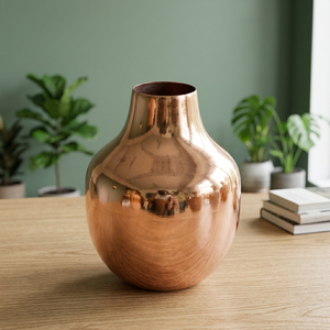 <b>Copper</b> Plated Iron Tabletop <b>Vase</b>-Lightweight Luxury Design for Parties - Product Image 3