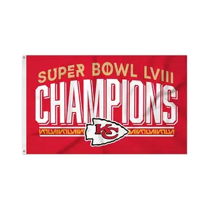 Direct Low Price Custom Chiefs Flags Football Team USA Champions Gift Flag 3x5Ft Wall Decorative Outdoor Banner