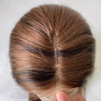 Top qualité pas cher prix 100% naturel vierge cheveux humains brun dentelle droite avec soie médicale perruques pour les patients atteints de cancer en gros