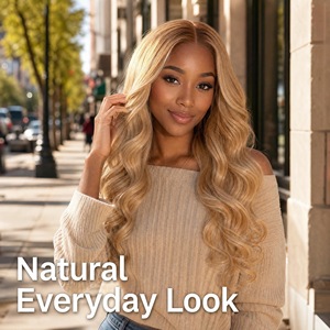 Peluca de Cabello Humano Rubio Miel con Frente de Encaje, Ondas Largas, Cabello Teñido con Raíces Oscuras, Línea de Cabello Natural para Mujeres - Product Image 2