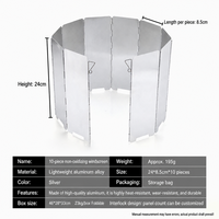 Réchaud d'extérieur moderne, léger et durable, avec pare-vent en alliage d'aluminium 10 pièces et sac de rangement, accessoire léger pour réchaud d'extérieur