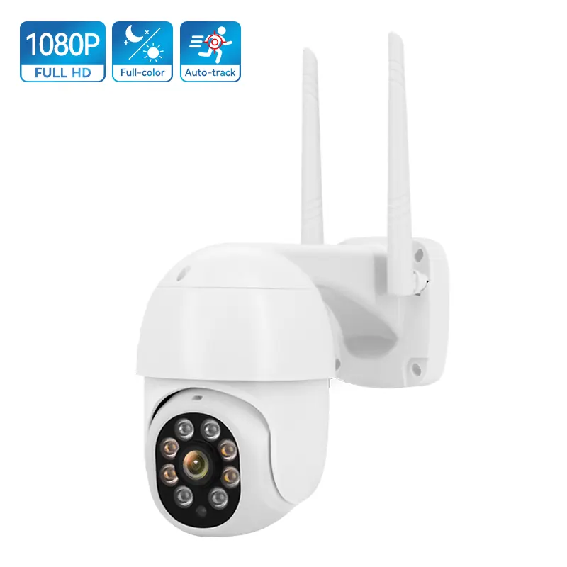 Produsen grosir 1080P nirkabel rumah kecepatan kubah ptz kamera 360 Pan/Tilt SD/Cloud penyimpanan luar ruangan wifi cctv ptz kamera