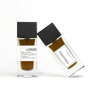 Luxury New Crimp Rectangle Empty <b>Perfume</b> Spray Bottle 30ml 50ml 100ml Clear Square Glass <b>Perfume</b> Bottle with Black Wooden Cap - Product Image 3
