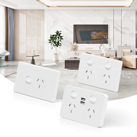 Interruptor de Pared Eléctrico de Doble Punto de Conexión Horizontal de 10A, Fabricado en China, con Certificación SAA para Australia