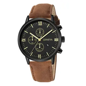 Reloj de pulsera de cuarzo Geneva para hombre, nuevo accesorio de negocios, al por mayor, con calendario, gran oferta